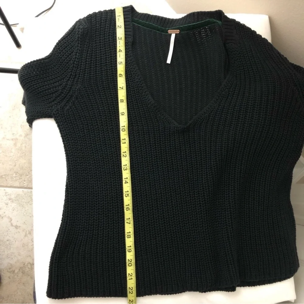 Free People Damsel‎ Flare Sleeve Cable Knit Black Pullover Sweater S
